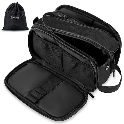 Elviros Toiletry Bag for Men PU Leather Shaving Dopp Kit (Large,Brown)