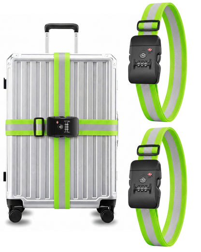 LUGGEX Luggage Straps TSA Approved, Adjustable Straps for Suitcases,Green
