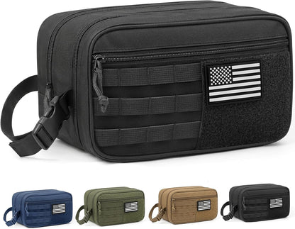 HOTOR Tactical Toiletry Bag Men, MOLLE Pouches, EDC Pouch, Medium, Black