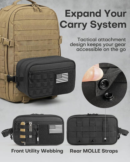 HOTOR Tactical Toiletry Bag Men, MOLLE Pouches, EDC Pouch, Medium, Black
