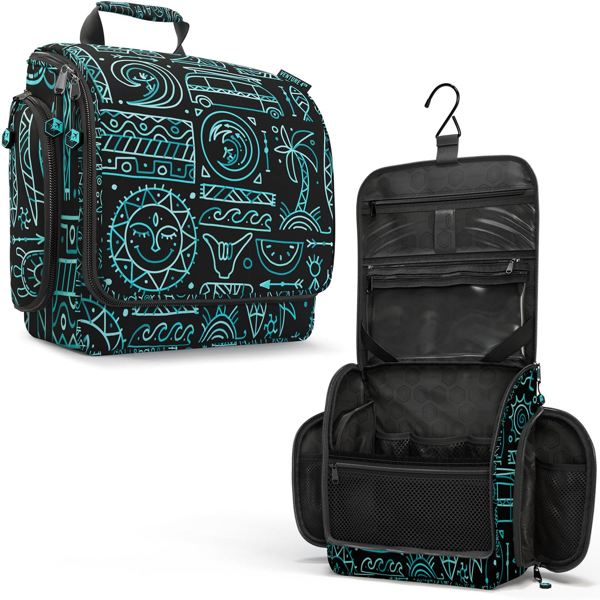 VENTURE 4TH Hanging Travel Toiletry Bag, 18 Compartments - Dark Green