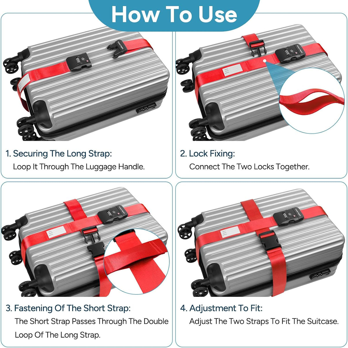 Travel Inspira Heavy Duty Luggage Straps with TSA Lock