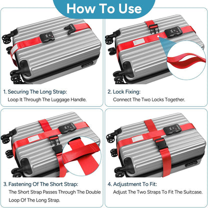 Travel Inspira Heavy Duty Luggage Straps with TSA Lock