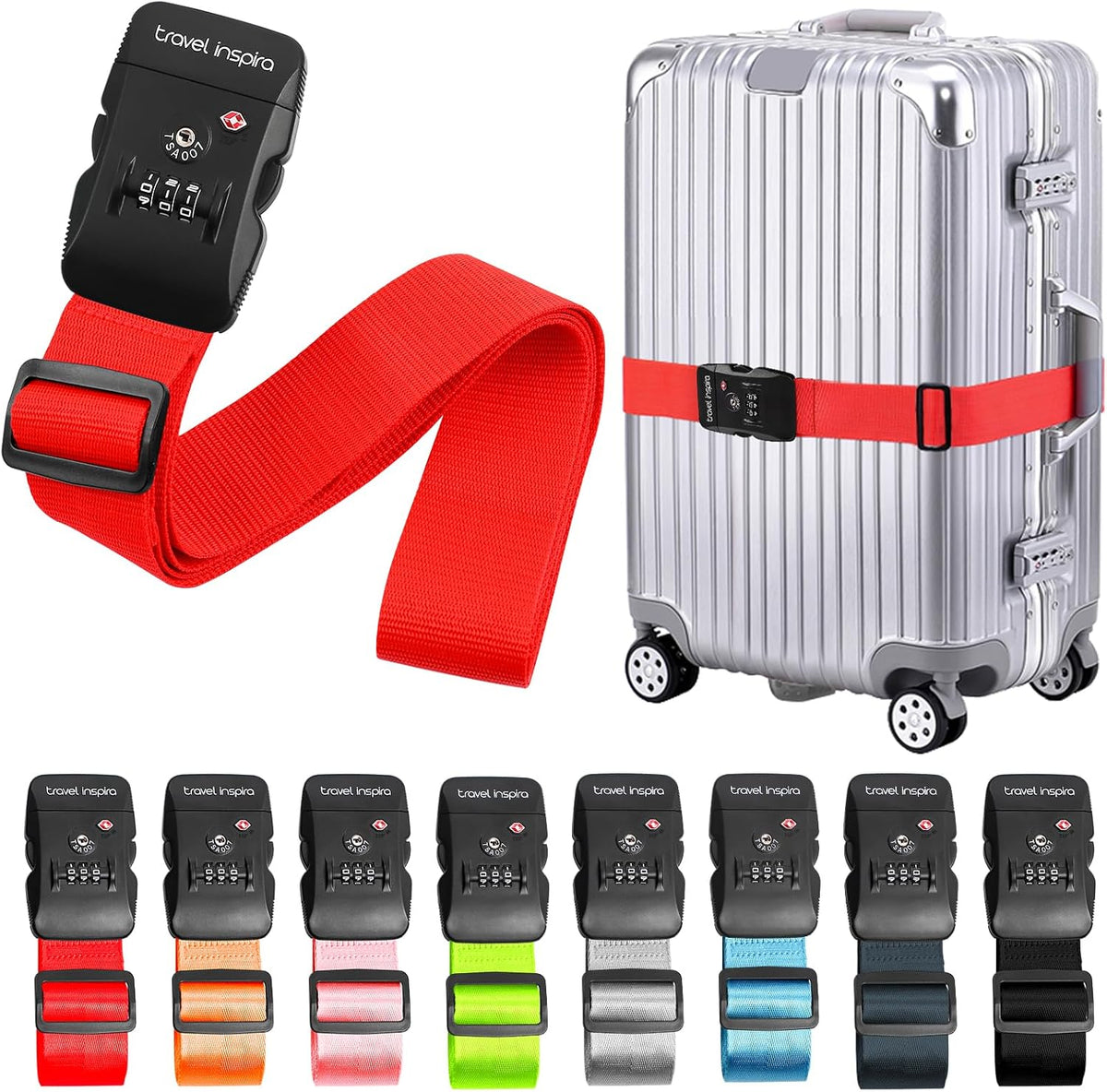Travel Inspira Luggage Straps for Suitcases with TSA Lock
