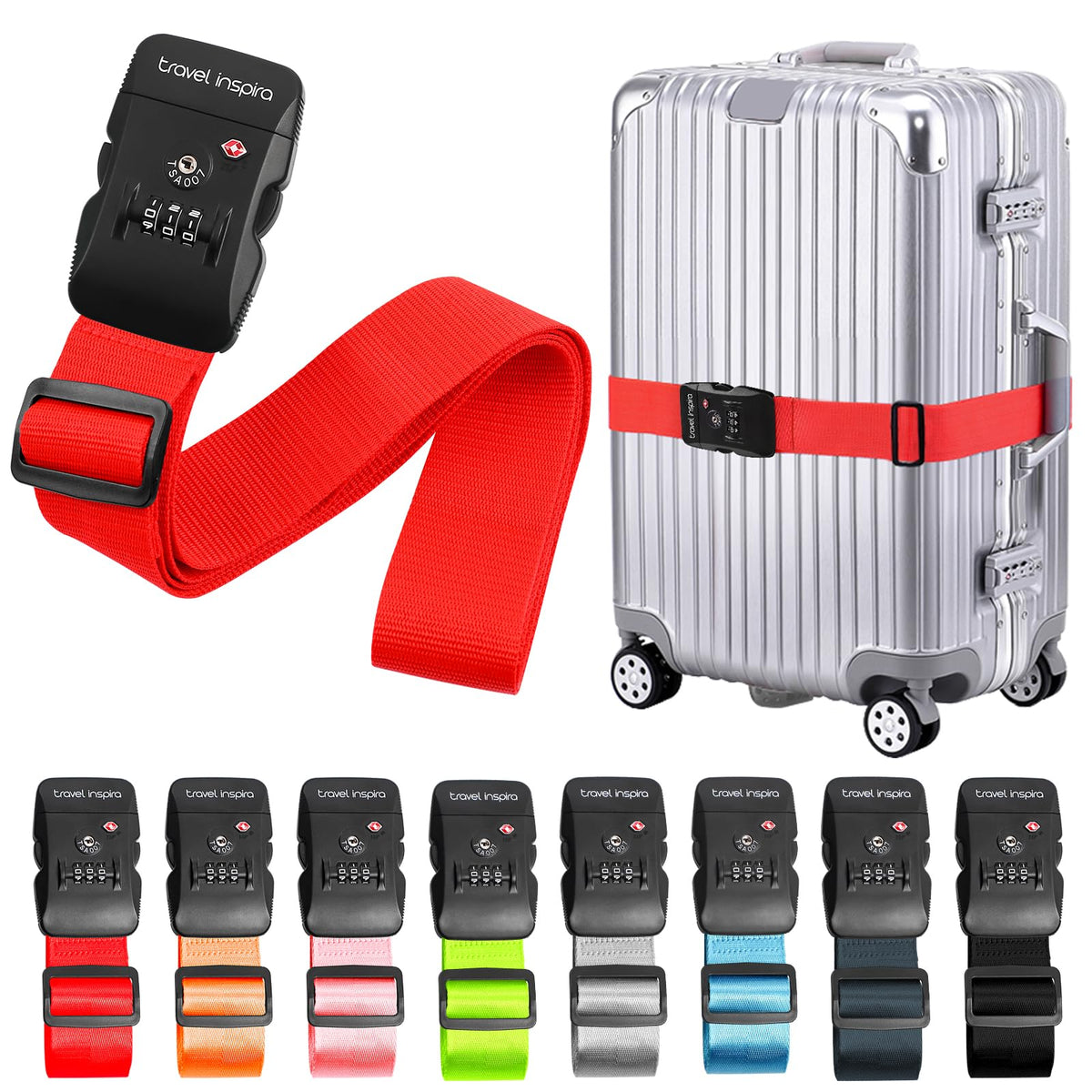 Travel Inspira Heavy Duty Luggage Straps with TSA Lock