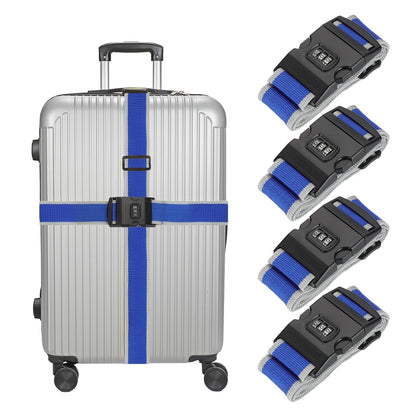 MECCANIXITY Luggage Straps with Combination Lock Adjustable Suitcase Belt Strap for Suitcase Briefcase Backpack Travel, Gray-Orange, Pack of 4
