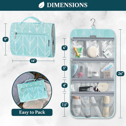 PAVILIA Hanging Toiletry Bag for Women Men Foldable Travel Organizer, Teal