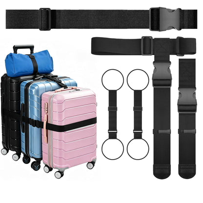 5 Packs Luggage Straps for Suitcases, Connect Up to 4 Suitcases ＆ Add a Bag