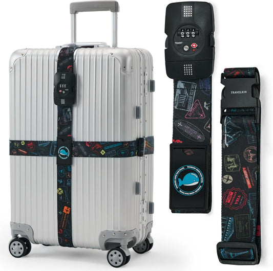 Travelkin Luggage Straps TSA Approved, Suitcase Straps with TSA Lock