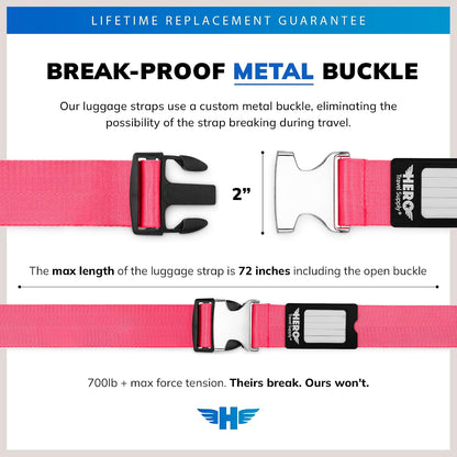 Hero Luggage Straps for Suitcases (2-Pack), Heavy-Duty Adjustable Bag Belts