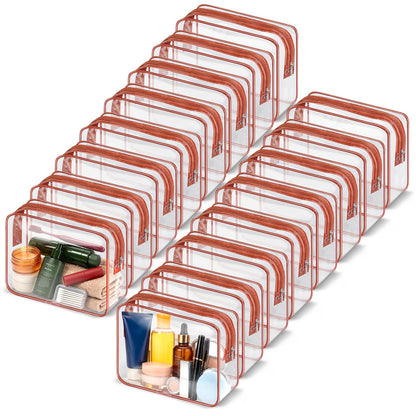 16 Pieces Clear Makeup Bags Bulk, TSA Approved Toiletry Bag for Travel, PVC Waterproof Cosmetic Pouches Clear Pouch with Zipper for Men and Women Carry-on Travel Essentials Cosmetic Bags (White-M)