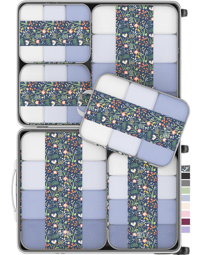 OlarHike 8 Set Compression Packing Cubes for Travel Gifts Mom Women,Airplane/Car/Cruise Travel Essentials,Compressible Expandable Space Saver Bags,Garment Bags with Over 1000 pcs Mesh Holes(Beige)