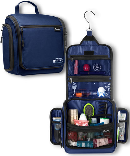 AvaJex Travel Toiletry Bag for Men - Large Dopp Kit (10.6"x10.6"x3.2") - Hanging Waterproof Mens Hygiene Organizer Bag with XXL Metal Swivel Hook, Sturdy Zippers and 19 Compartments for Toiletries