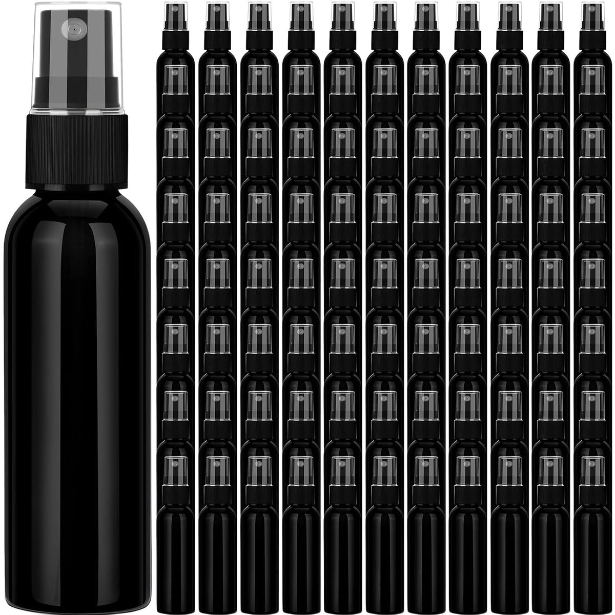 Nuogo 100 Pack 2 Oz Plastic Mini Travel Spray Bottles,Black