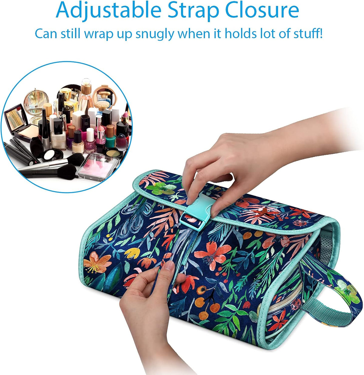 FINTIE Portable Toiletry Cosmetic Travel Bag Hanging Makeup Organizer