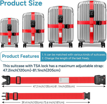 Travel Inspira Heavy Duty Luggage Straps with TSA Lock