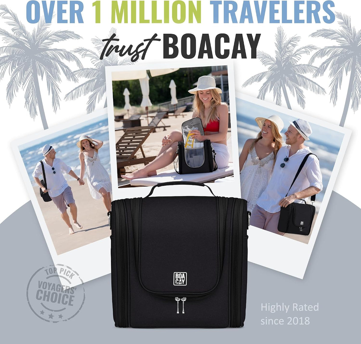 BOACAY Extra Large Hanging Travel Toiletry Bag for Women and Men, Makeup Bag