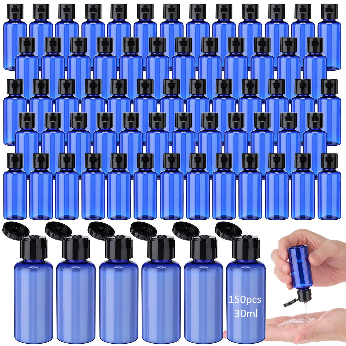 Mimorou 150 Pcs 2oz Travel Bottles Bulk Square Bottle for Toiletries