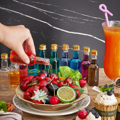 Tessco for you 100 Pcs Mini Liquor Bottles with Gold Lids, 0.8 oz