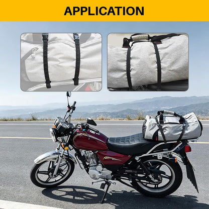 Ayaport Motorcycle Luggage Straps Adjustable Pack Stretch Straps 18"- 60" Black/Reflective for Securing Loads to Motorcycles/Bikes etc. 4Pack