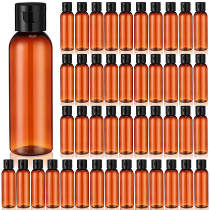 Zhehao 200 Pcs 2 oz Clear Plastic Empty Bottles with Lids(Black Cap)