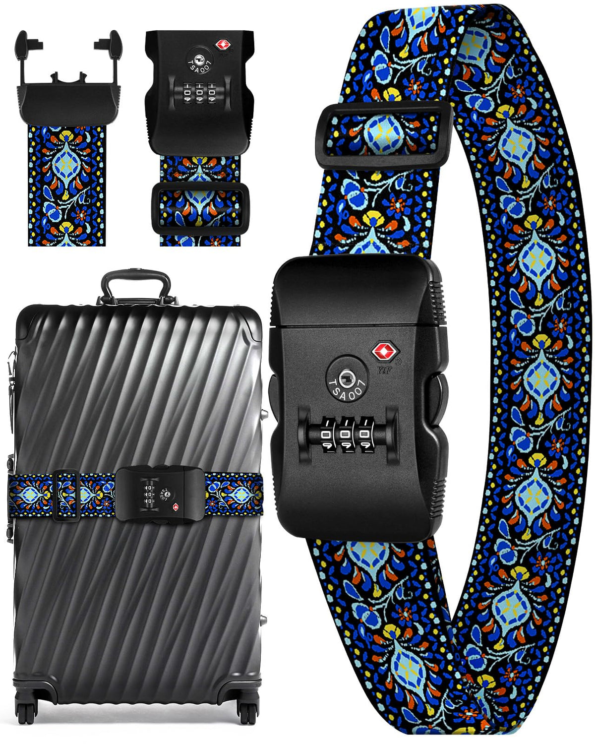 Slohif Luggage Straps TSA Lock for Suitcases - Travel Belt TSA Approved Accessories Luggage Identifiers Carry On Bag with Buckle Nylon Adjustable Band for Add a Bag Butterflies