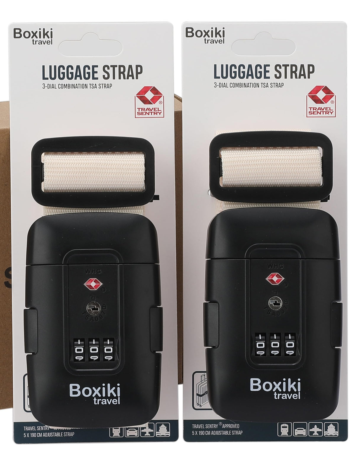 TSA Approved Luggage Straps Light Beige Set of 2 Anti-Burst Adjustable Polyester Suitcase Belts with 3-Dial Combination Lock, 190cm Heavy-Duty Travel Strap Prevents Accidental Opening