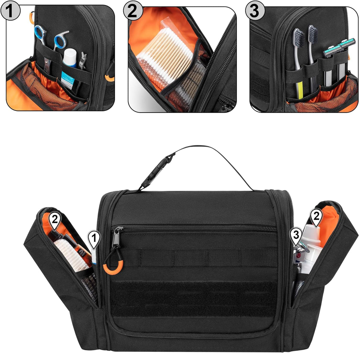 Tactical Toiletry Bag for Men, Large Hanging Dopp Kit Hygiene Bag