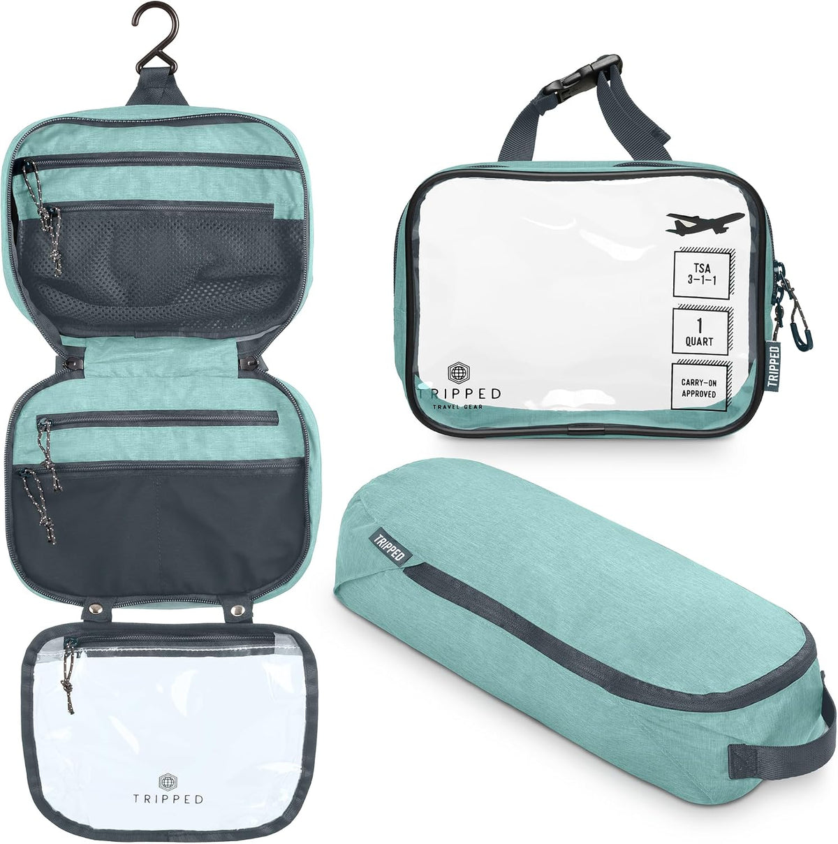 TRIPPED Travel Gear 3-Piece Travel Toiletry Bag Set