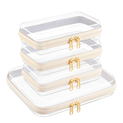 Clear Zipper Pouches, Hard Shell Zipper Case (M+3S)