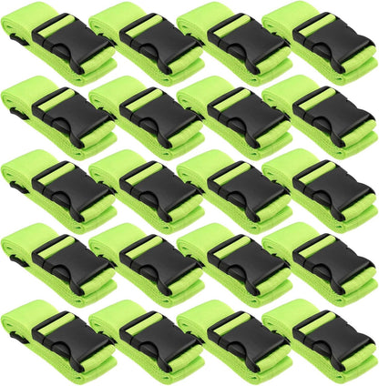 20 Pack 78 x 2 Inches Luggage Straps for Suitcases, Adjustable Suitcase Belts with Quick Release Buckles, Heavy Duty Travel Straps Packing Straps for Luggage, Suitcases, Green