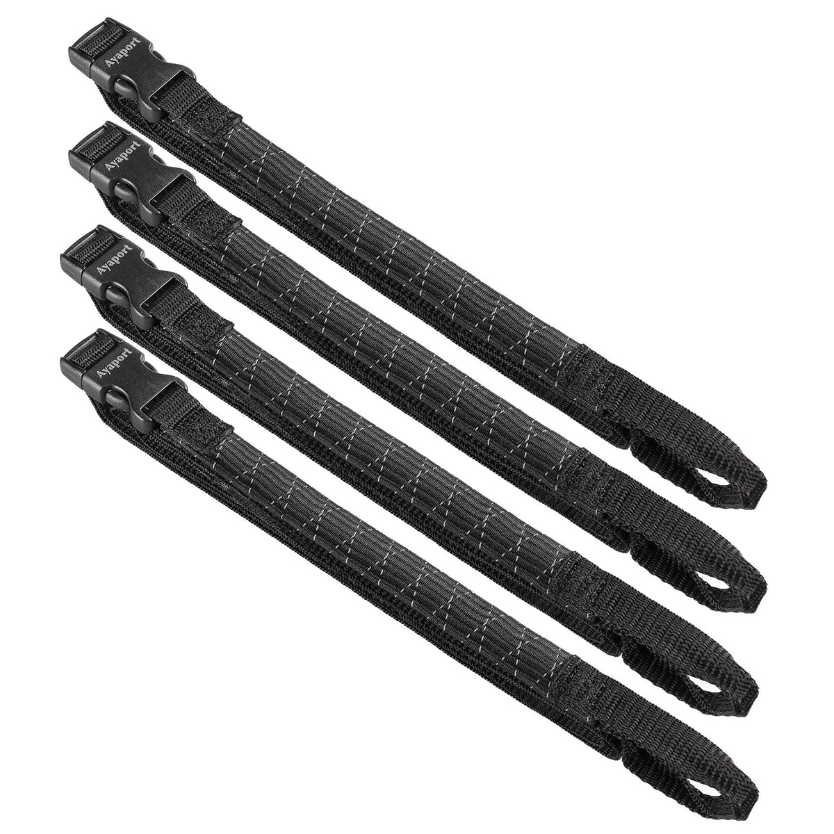 Ayaport Motorcycle Luggage Straps Adjustable Pack Stretch Straps 18"- 60" Black/Reflective for Securing Loads to Motorcycles/Bikes etc. 4Pack