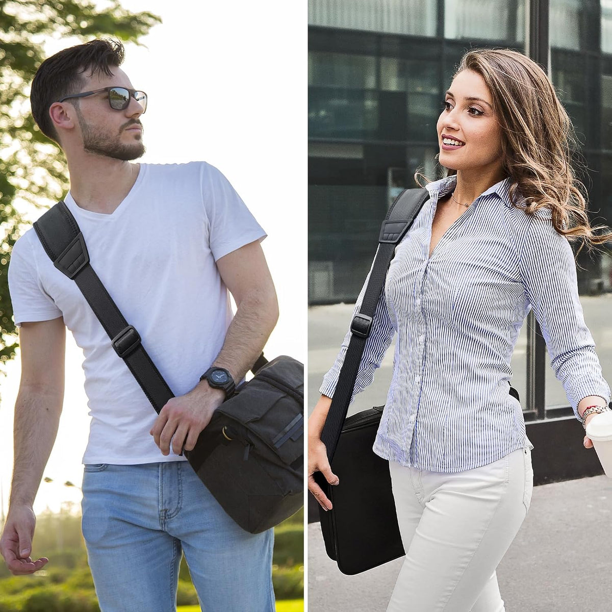 FIEIL 3D Air Cushion Ultra Comfortable Duffel Bag Strap，55" Universal Laptop Shoulder Strap, with Double Adjustable Buckles and Metal Hooksfor Briefcase Computer Messenger Bag (140CM Reduced Stress)