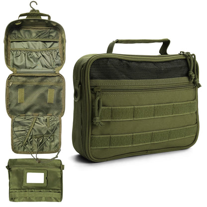 SMONT Toiletry Bag for Men Travel Toiletry Organizer Dopp Kit Travel Organizer Toiletries Tactical Bag Shaving Hygiene Bag Bathroom Hanging Men's Toiletry Bag for Short Trips Brown