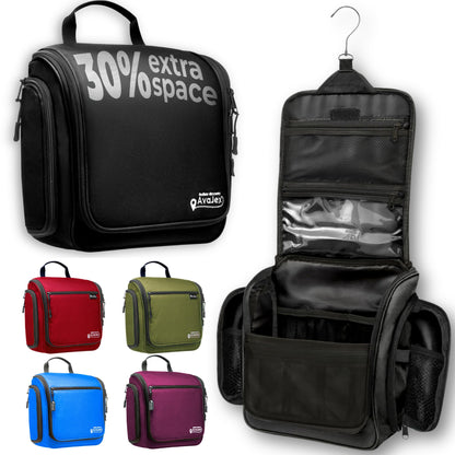 AvaJex Travel Toiletry Bag for Men - Large Dopp Kit (10.6"x10.6"x3.2") - Hanging Waterproof Mens Hygiene Organizer Bag with XXL Metal Swivel Hook, Sturdy Zippers and 19 Compartments for Toiletries