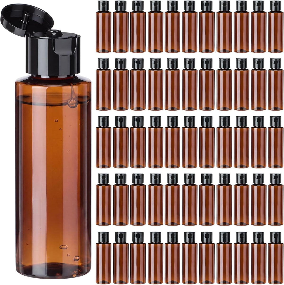 Gisafai 100 Pack Amber Empty Lotion Bottles 3.4oz Squeeze Bottles