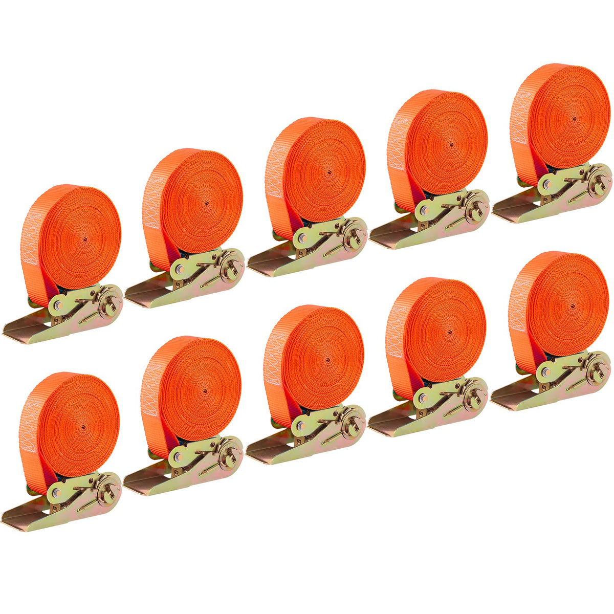 LIFERUN 10-Pack 1 in x 20 ft Endless Ratchet Straps, 1760 lb, Black