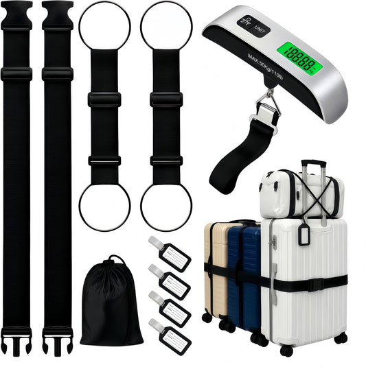 10 Pack Luggage Straps for Suitcases, Luggage Weight Scale & Luggage Tags