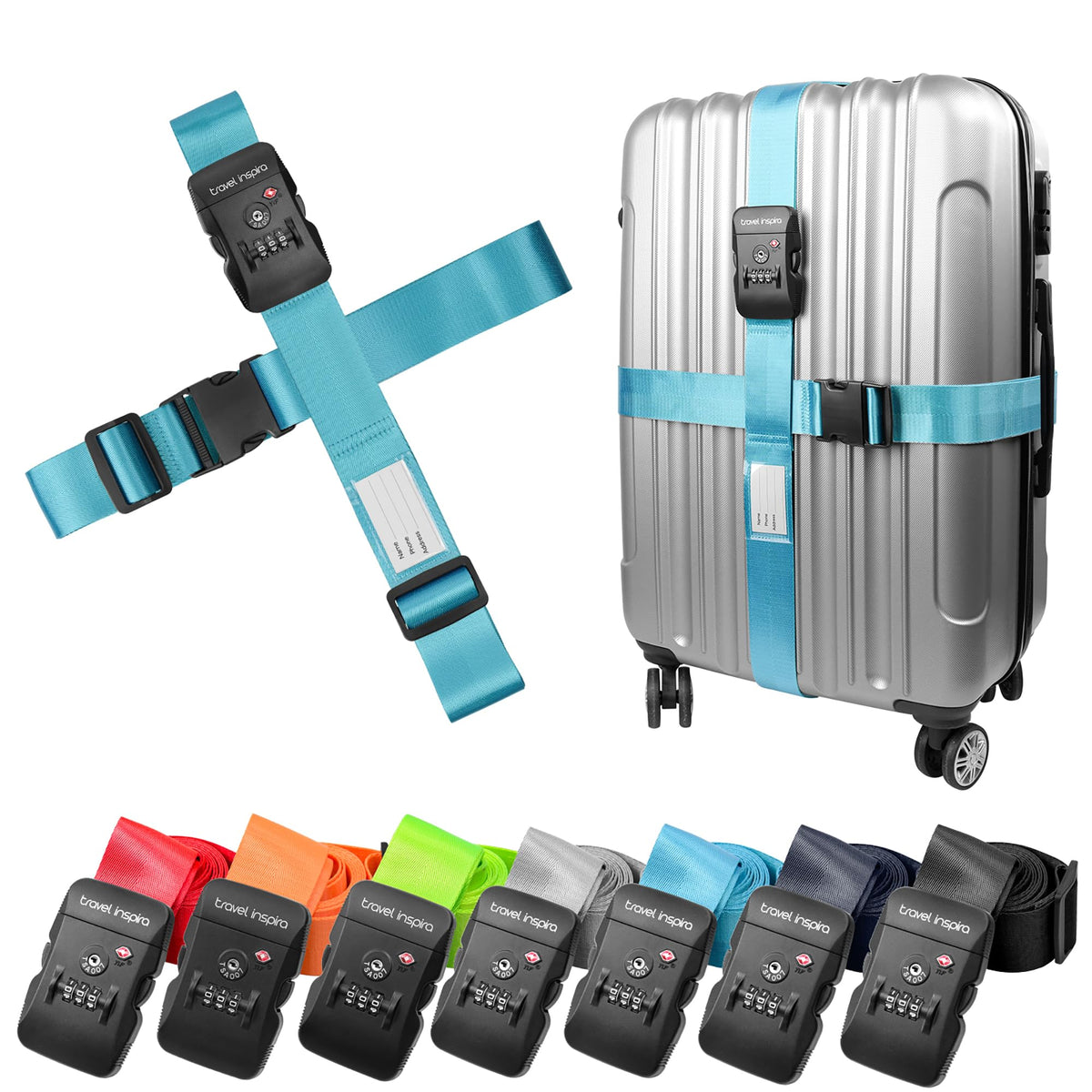 Travel Inspira TSA Approved Luggage Straps 2 Pack Suitcase Belt