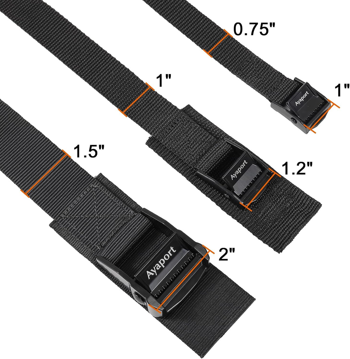 Ayaport Adjustable Lashing Straps with Buckles 1.5" x 8', 4 Pack