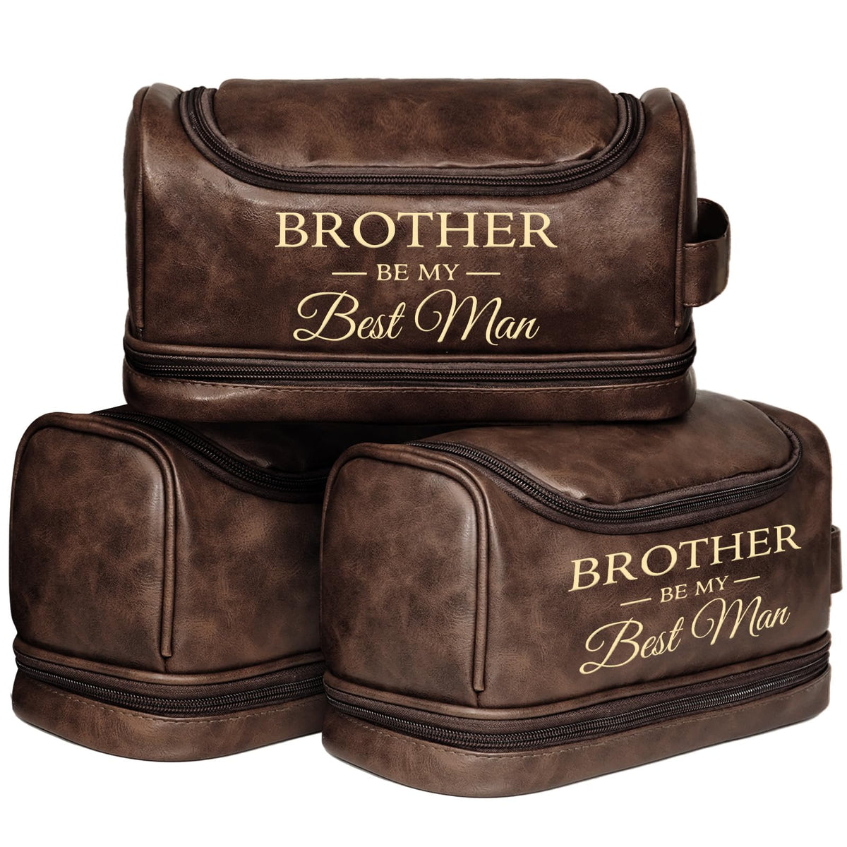 Father's Day Travel Toiletry Bag for Men, Leather Waterproof Shaving Kit Bag with Hanging Hook, Birthday Anniversary Christmas Presents for Father(DB-P)