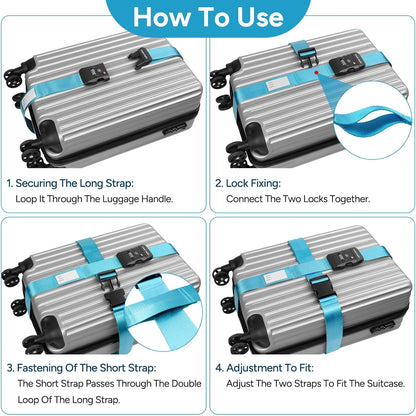 Travel Inspira TSA Approved Luggage Straps 2 Pack Suitcase Belt