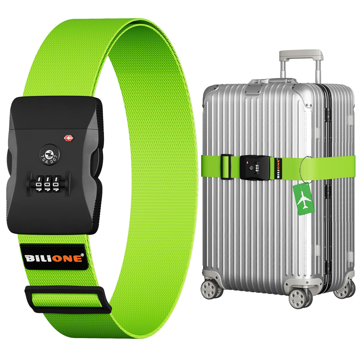 BILIONE Luggage Straps TSA Approved, Suitcase Belt with TSA Lock (2PCS)