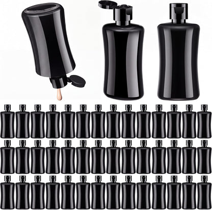 Domensi 50 Pcs 3.4 oz Black Travel Squeeze Bottles with Lids