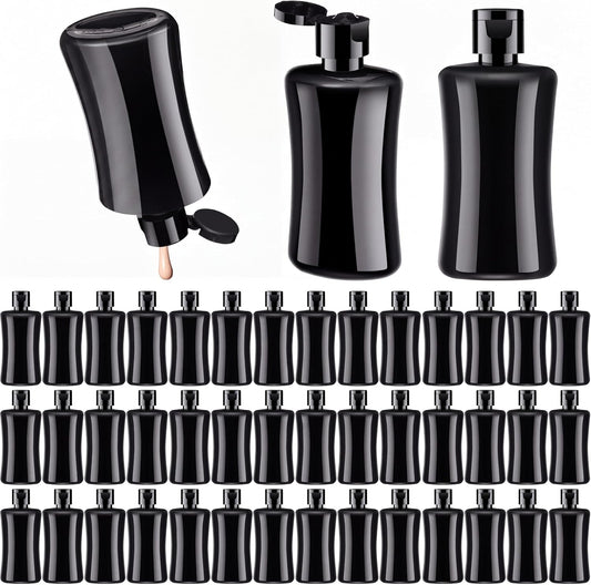 Domensi 50 Pcs 3.4 oz Black Travel Squeeze Bottles with Lids