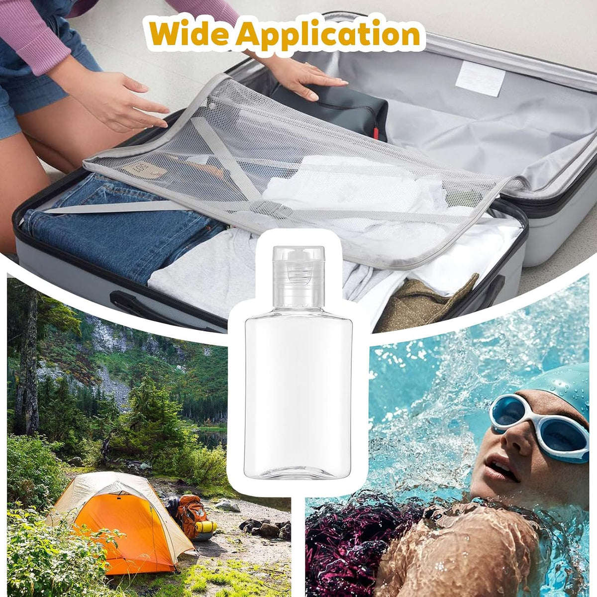 100 Pcs 1 oz Clear Plastic Travel Bottles, Empty Refillable Bottles with Flip Caps, Portable Containers for Business Trip, Outdoor Camping, Shampoo, Lotion and More