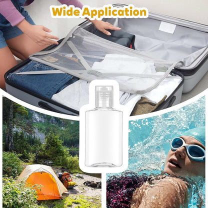 100 Pcs 1 oz Clear Plastic Travel Bottles, Empty Refillable Bottles with Flip Caps, Portable Containers for Business Trip, Outdoor Camping, Shampoo, Lotion and More