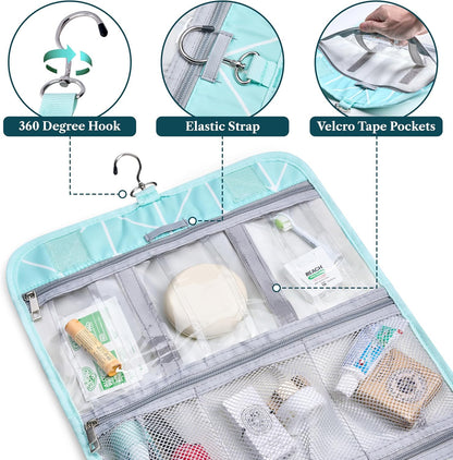 PAVILIA Hanging Toiletry Bag for Women Men Foldable Travel Organizer, Teal