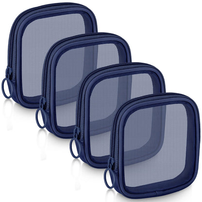 Weewooday 4Pcs Mesh Makeup Bag, Gray, Small, Large, Medium, Classic