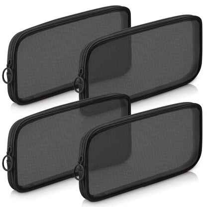 Weewooday 4Pcs Mesh Makeup Bag, Gray, Small, Large, Medium, Classic